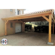 Carport bois Douglas 2 pentes symétriques - Hauteur de passage 2,50m