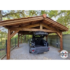Carport bois Douglas 2 pentes symétriques - Hauteur de passage 2,50 m