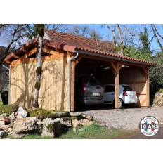 Carport bois Douglas 2 pentes symétriques - Hauteur de passage 2,50 m