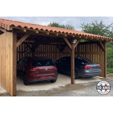 Carport bois Douglas 2 pentes symétriques - Hauteur de passage 2,50 m