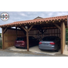 Carport bois Douglas 2 pentes symétriques - Hauteur de passage 2,50 m