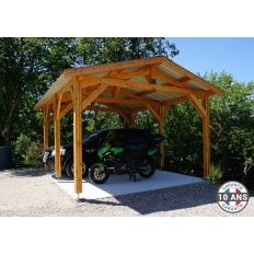 Carport bois Douglas 2 pentes symétriques - Hauteur de passage 2,50 m