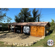 Carport bois Douglas 2 pentes symétriques - Hauteur de passage 2,50 m