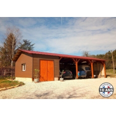 Carport bois Douglas 2 pentes symétriques - Hauteur de passage 2,50 m
