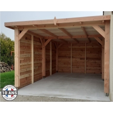 Abri toit plat en bois Douglas