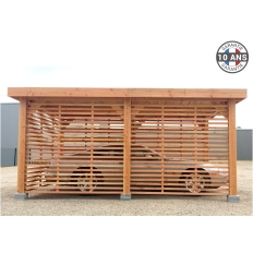 Abri toit plat en bois Douglas