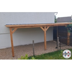 Carport toit plat adossé en bois Douglas