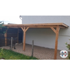 Carport toit plat adossé en bois Douglas