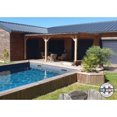 Carport toit plat adossé en bois Douglas