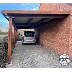 Carport toit plat adossé en bois Douglas