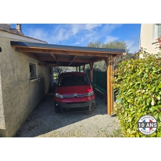 Carport toit plat adossé en bois Douglas