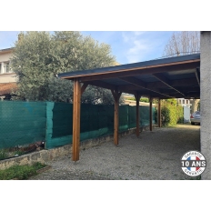 Carport toit plat adossé en bois Douglas