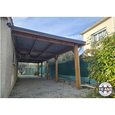 Carport toit plat adossé en bois Douglas